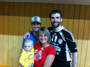 Radek Motys s potomky zmámých budějckých volejbalistů, Oldů Hajných a Klímů