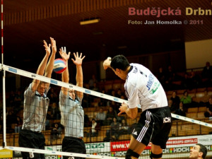 Budějovická jednička Andy Rojas smečuje