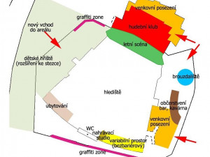 Situační plánek plánovaného multifunkčního kulturního centra
