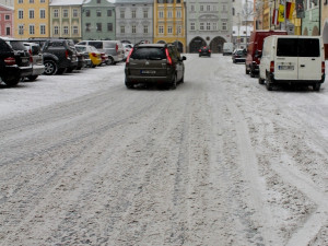 Zasněžené náměstí Přemysla Otakara II