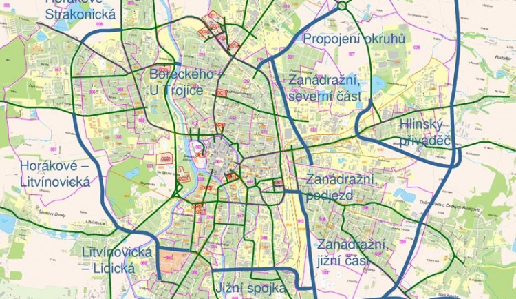 Mapa budějckých okruhů