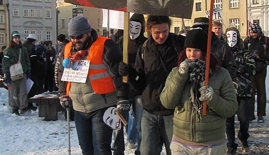 Budějčáci demonstrovali proti sporné dohodě ACTA