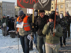 Budějčáci demonstrovali proti sporné dohodě ACTA