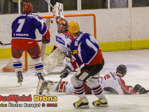 Luboš Rob (č. 11) sleduje puk, který vypálil a který znamenal vítěznou trefu David Servisu. Zákrok Špilera přišel pozdě