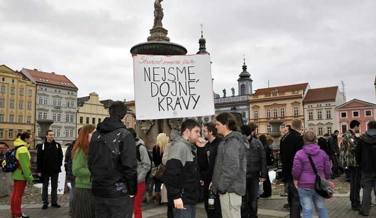 Protest proti reformě vysokých škol na Náměstí Přemysla Otakara II.