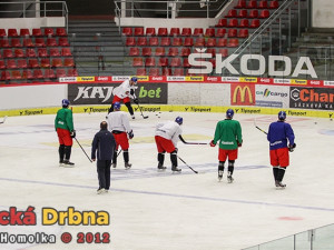 Trénink české hokejové reprezentace v Budějcích