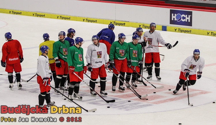 Trénink české hokejové reprezentace v Budějcích