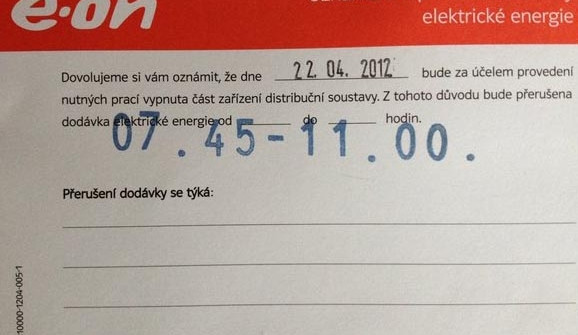 Oznámení o bezproudí