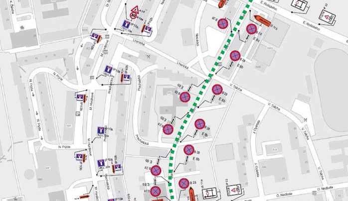 Mapka uzavírky včetně objížďky