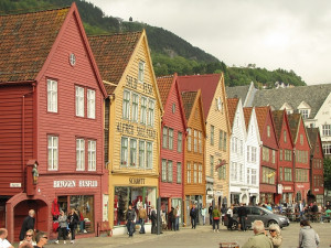 Bryggen - historická dřevěná část Bergenu