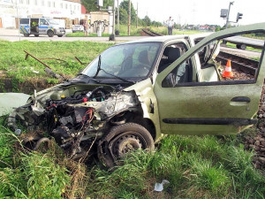 Následky nehody v Hrdějovicích