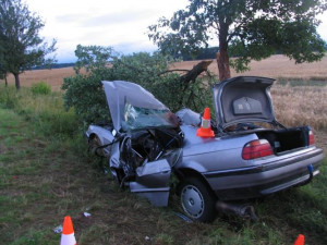 Řidič a nezletilá spolujezdkyně zemřeli při nárazu do stromu