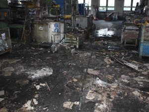 Požár střechy slévárny zinku firmy Motor Jikov