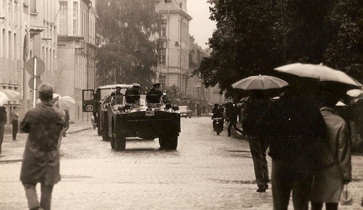 Okupace v Českých Budějovicích. Na snímku Dukelská ulice