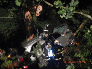 Náraz do stromu u Trocnova nepřežil v sobotu ráno řidič Audi Q7