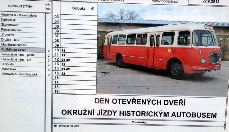 Dnešní jízdní řád historického erťáku