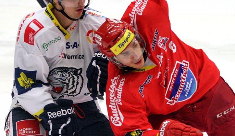 Jiří Šimánek při pátečním domácím utkání proti Bílým Tygrům z Liberce