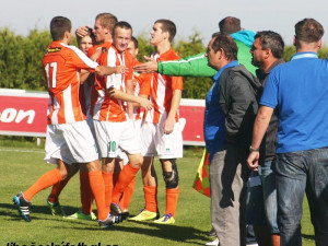 Radost Roudného po vstřelení jediné branky utkání