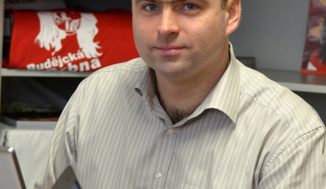 Václav Král v redakci Budějcké Drbny