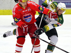 Přítomnost Kanaďana Ference v obranné řadě Motoru byla znát. V tento moment na něj narazil hostující Jiří Doležal