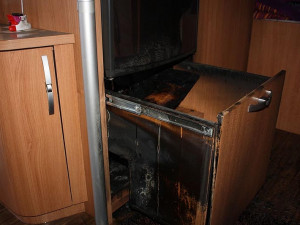 Požár karavanu v budějcké Fügnerově ulici