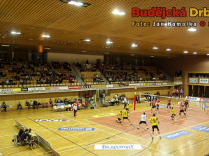 Duel s ČZU Praha moc fanoušků v budějcké Sportovní hale nesledovalo