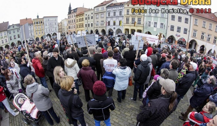 Protest na náměstí Přemysla Otakara II.