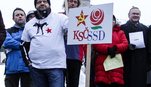 Poprvé od 17. listopadu loňského roku se odpůrci krajské koalice vrátili na náměstí Přemysla Otakara II.