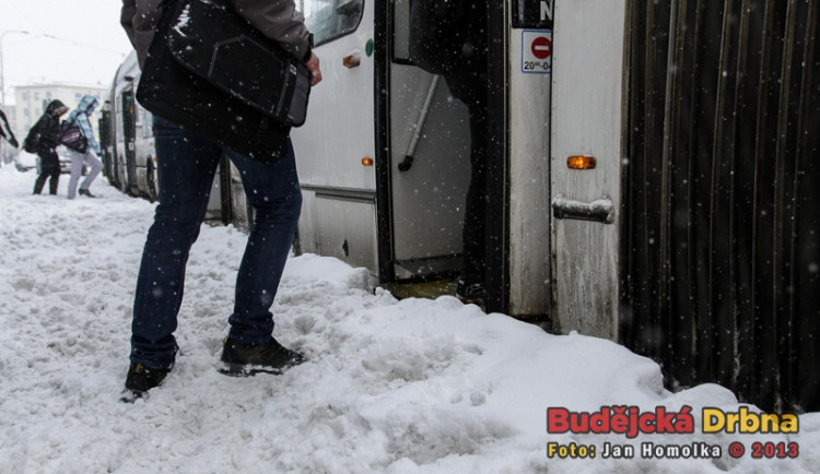 Budějce při sněhové kalamitě