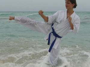 Lucie Veithová na pobřeží v Miami v roce 2008