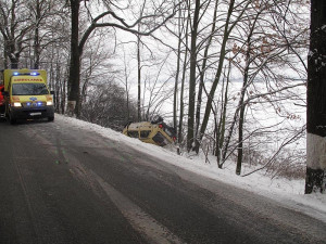 Havarovaná Škoda Favorit u Hrdějovic