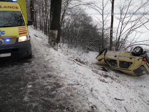 Havarovaná Škoda Favorit u Hrdějovic