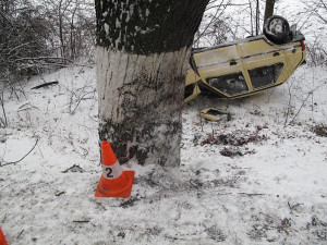 Havarovaná Škoda Favorit u Hrdějovic