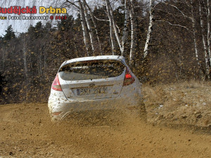 Martin Koči s Petrem Starým proháněli u Ločenic závodní Ford Fiesta R2