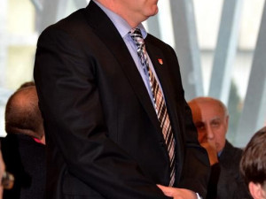 Miroslav Mühlböck na setkání Jihočeské hospodářské komory s premiérem Petrem Nečasem informuje o projektu