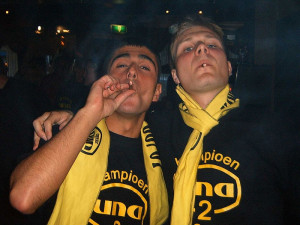 Oslavy po získání titulu v nizozemské soutěži