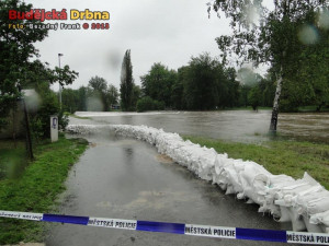 Protipovodňová hráz na Malém jezu v Budějcích