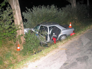 Mercedes vylétl u Vidova ze silnice a narazil do stromu