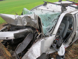 Škoda Fabia po tragickém nárazu