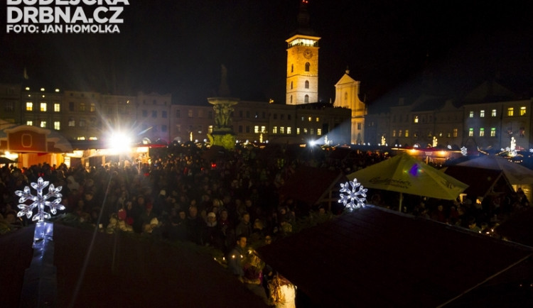 Přílet anděla na českobudějovické náměstí Přemysla Otakara II.