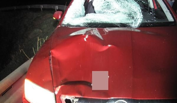 Škoda Octavia po tragickém střetu s chodcem