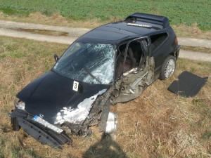 Havarovaná honda polského řidiče