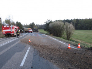 Havarovaný polský kamion u Kamenného Újezdu