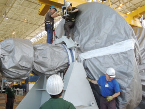 Krátce před polednem byl rotor umístěn na skladovací pozici ve strojovně