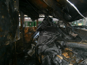 Požár lokomotivy na českobudějovickém vlakovém nádraží