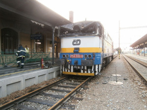 Požár lokomotivy na českobudějovickém vlakovém nádraží