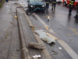 Škoda Octavia Davida Lataje po předloňské nehodě v Novohradské ulici