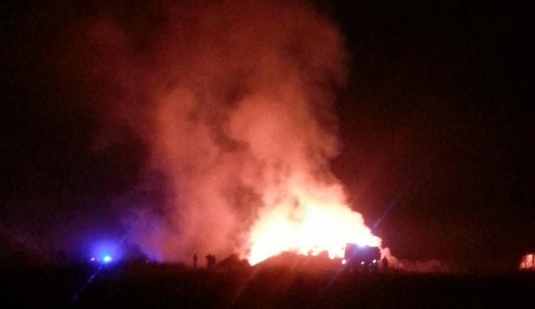 Hořící stoh u Břehova