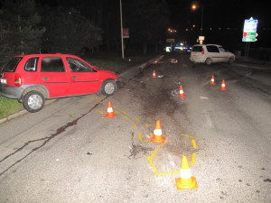 Místo nehody - výpadovka z Tábora na Košín