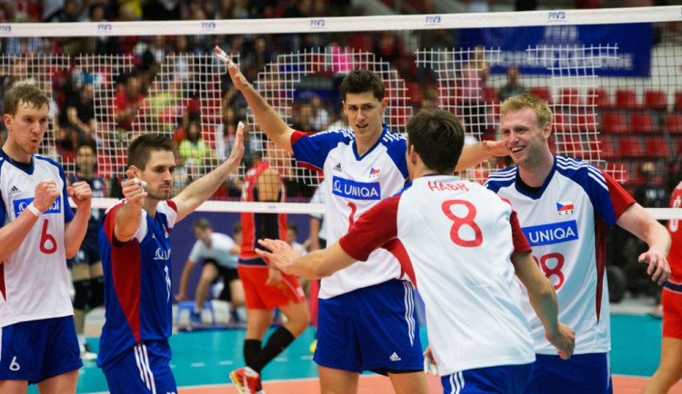 Radost českých volejbalistů v zápase Světové ligy